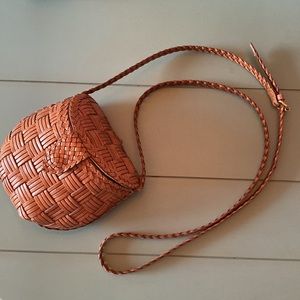 Unique Vintage CEM Woven Leather Fishing Creel Crossbody Handbag